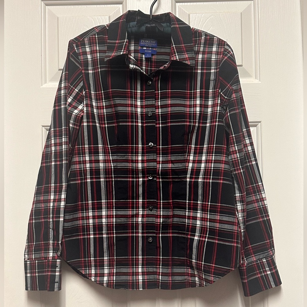 Pendleton Women's Fitted Plaid Button Down Long Sleeve Shirt Size S